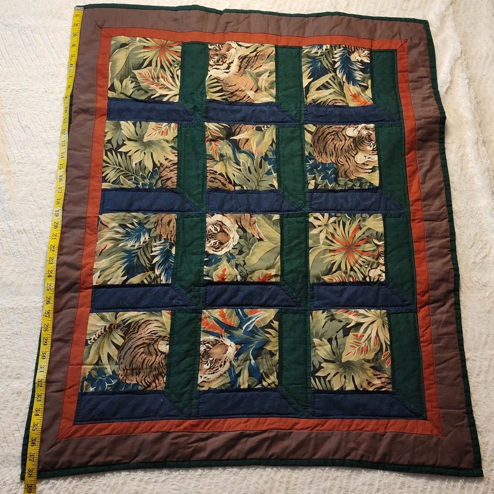 Beautiful Tiger Handmade Small Quilt With Tigers